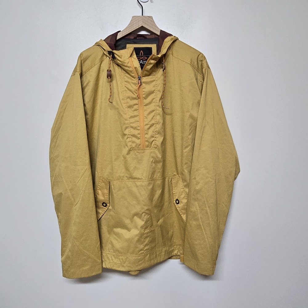 prAna Men Dax Jacket Long Sleeve Yellow Pullover Casual Hooded Jacket Sz XXL